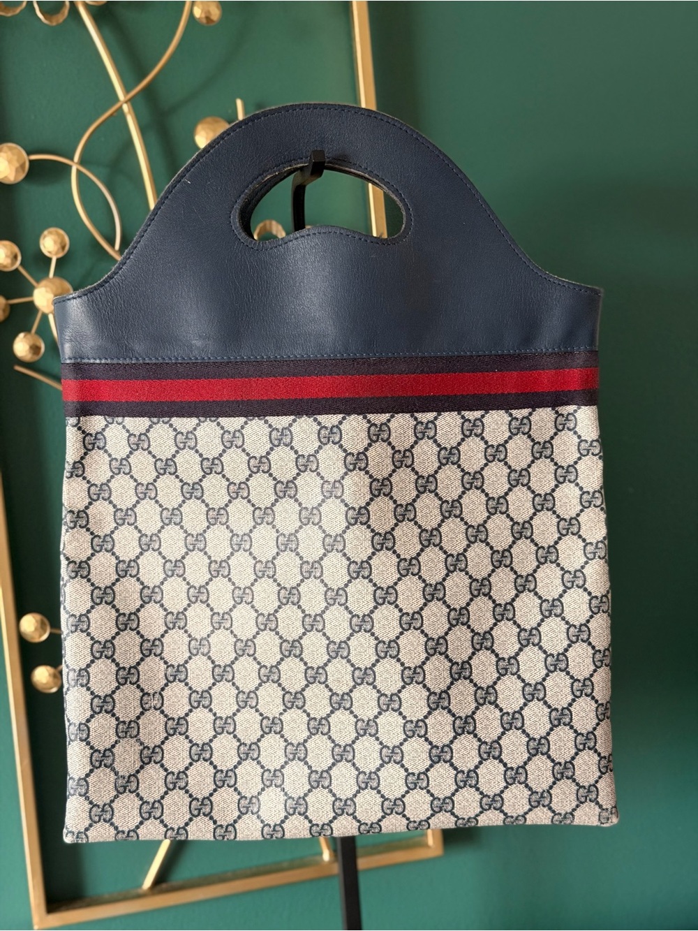 Gucci Navy Blue Leather Tote